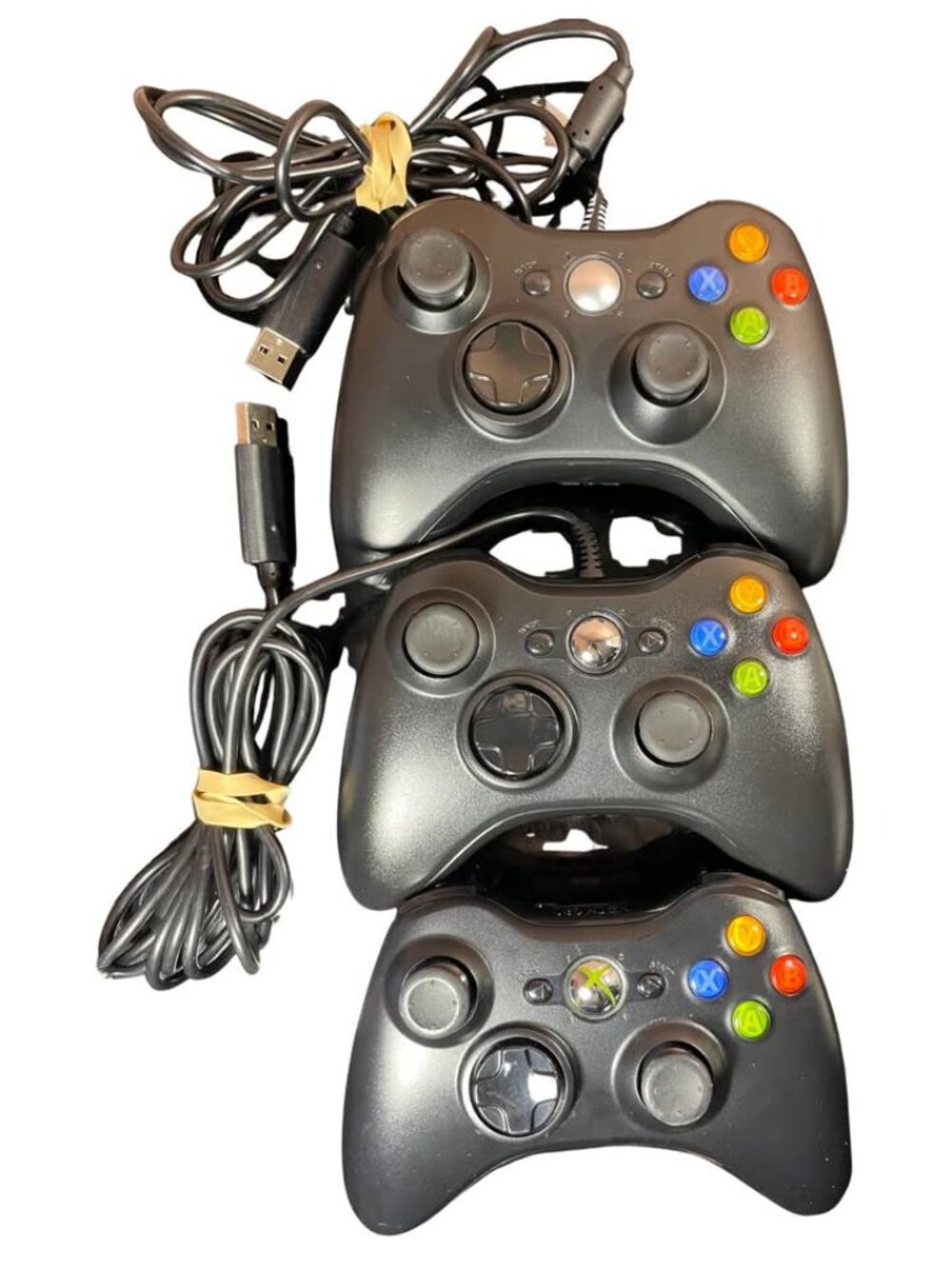 Xbox 360 3-Controller Bundle - 2 Wired Tested Generic + 1 Wireless Untested OEM